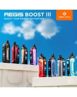 Geek Vape Aegis Boost 3 Pod Kit full color lineup on white ledges against a blue sky with Aegis Boost III banner