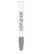 Clear quartz dab straw with black White Rhino Glass lettering and gray tip