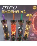 MFU Shisha X1 40K hookah disposable vape in four color designs, 40000 puffs, dual mode, LED screen