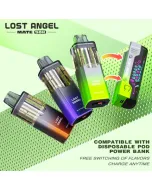 Lost Angel Mate 50K disposable replacement pod beside its retail box, 5% nicotine pre-filled pod for Mate devices
