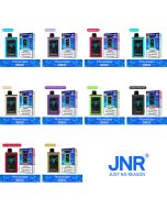 JNR PhoneVape 30K ten-flavor device and retail box collage with phone-style screens, front lineup view