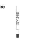 White Rhino Pyrex glass straw V2, vertical view with black silicone cap at bottom