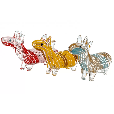 Standing Swirl Ribbon Clear Body Deer Animal Hand Pipe