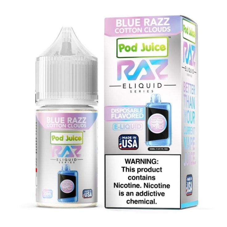 Blue Razz Cotton Clouds - POD Juice x RAZ Salt 30mL